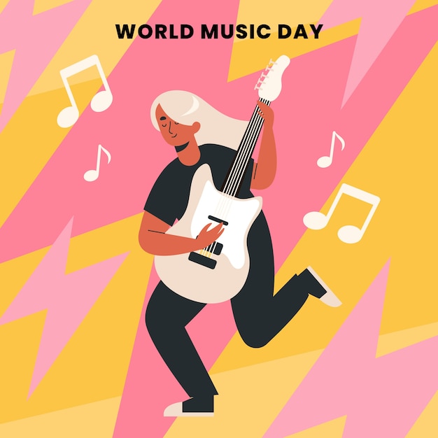 Flache Illustration für die Feier des Weltmusiktages