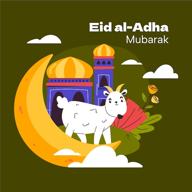 Vektor flache illustration für die feier von eid al-adha