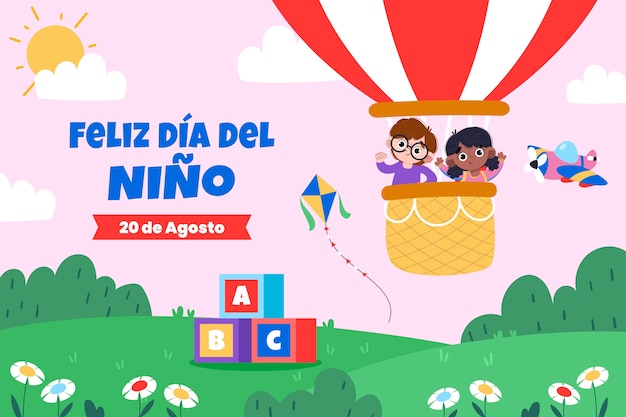 Flache Illustration für die Kindertagsfeier auf Spanisch