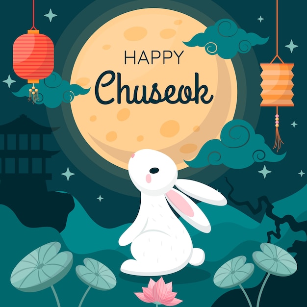Flache Illustration für die südkoreanische Feier des Chuseok-Festivals