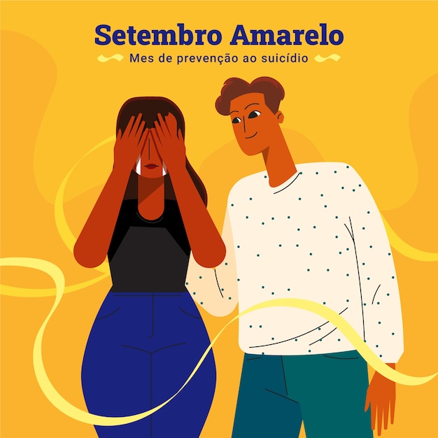 Vektor flache illustration für die suizidprävention im brasilianischen gelben september