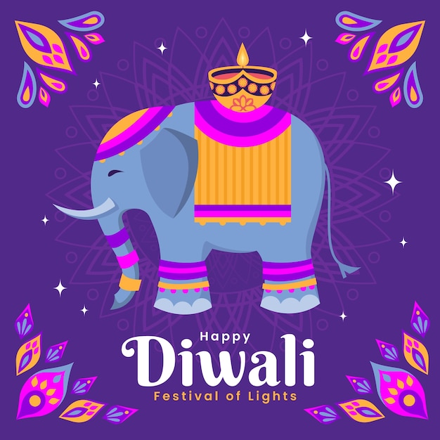 Vektor flache illustration für diwali-feier