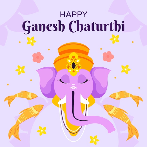 Vektor flache illustration für ganesh-chaturthi-feier