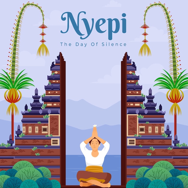 Flache illustration für nyepi