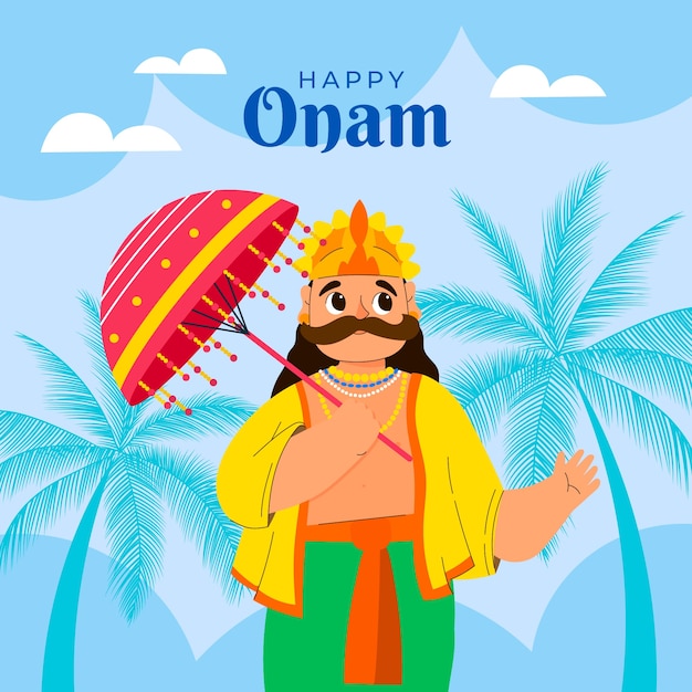 Flache illustration für onam-feier