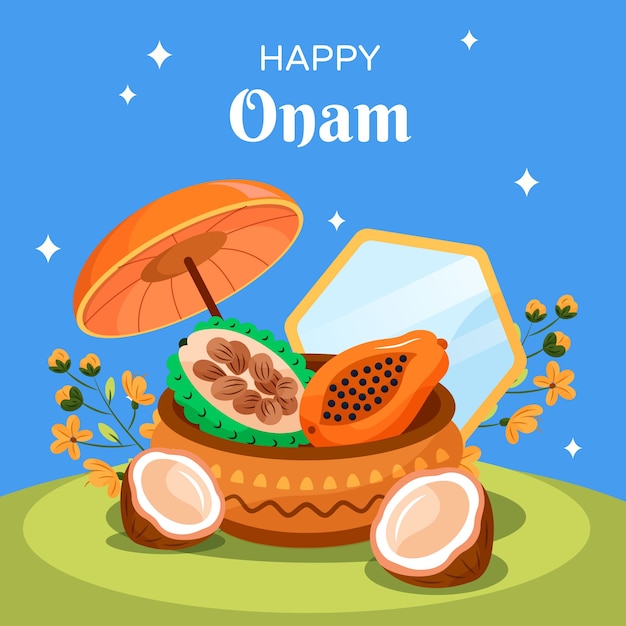 Flache Illustration für Onam-Feier