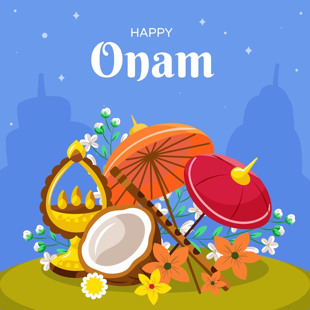 Flache illustration für onam-feier