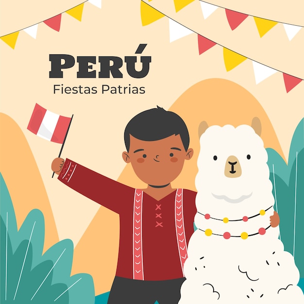 Vektor flache illustration für peruanische fiestas patrias-feierlichkeiten