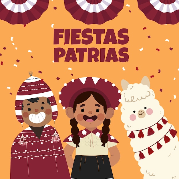 Vektor flache illustration für peruanische fiestas patrias-feierlichkeiten