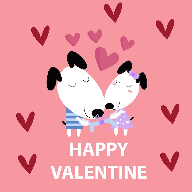 Vektor flache illustration von cute animals valentine geeignet für kinderdesign