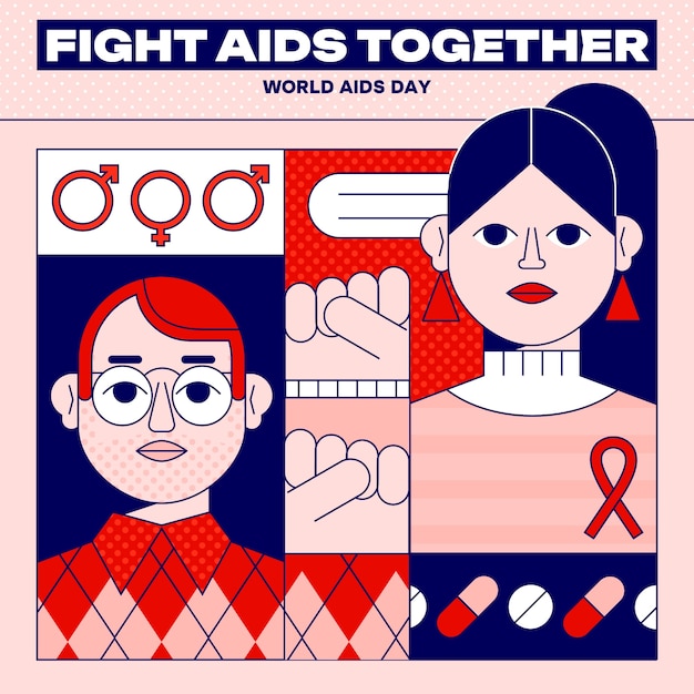 Flache illustration zum welt-aids-tag
