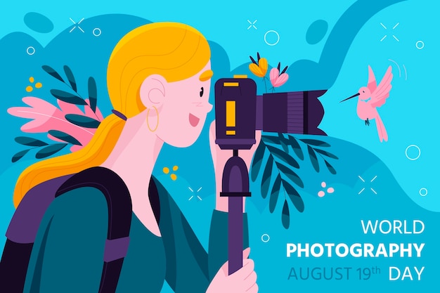 Flache illustration zum weltfotografietag