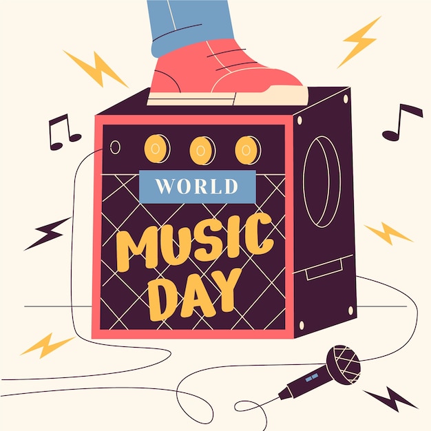 Flache Illustration zum Weltmusiktag