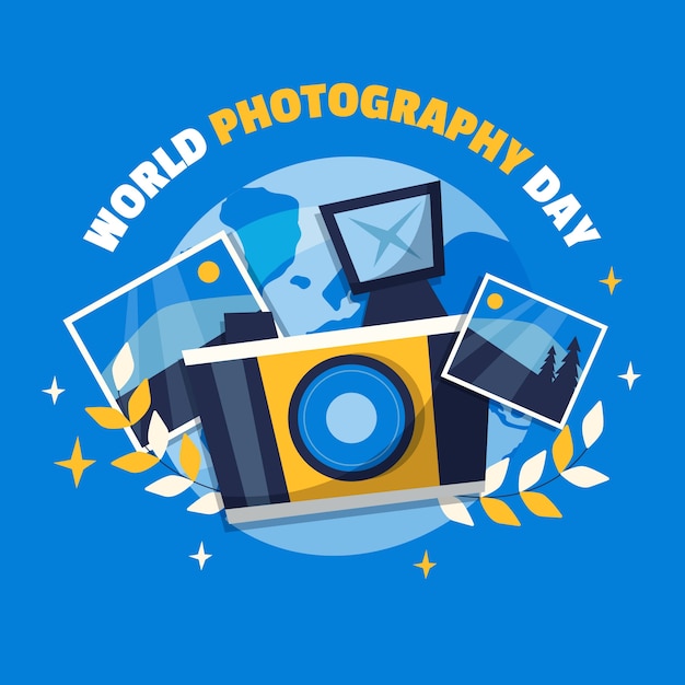 Flache Illustration zur Feier des Weltfotografie-Tages