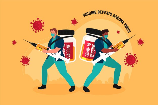 Flache impfkampagne illustriert