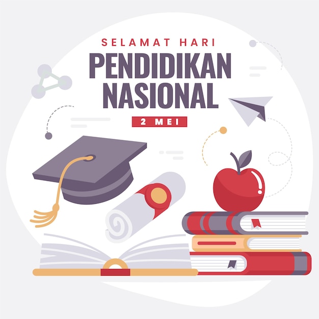 Flache indonesische nationale Bildungstagillustration