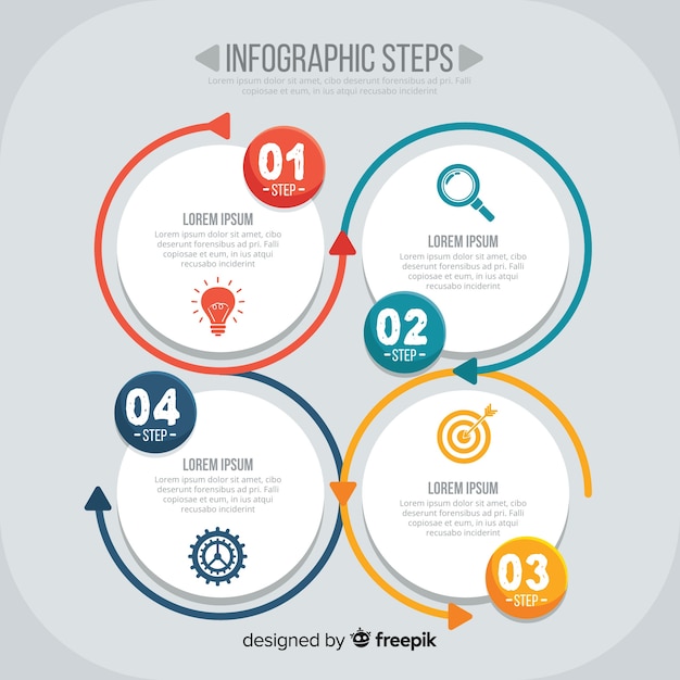 Flache infografik-schritte