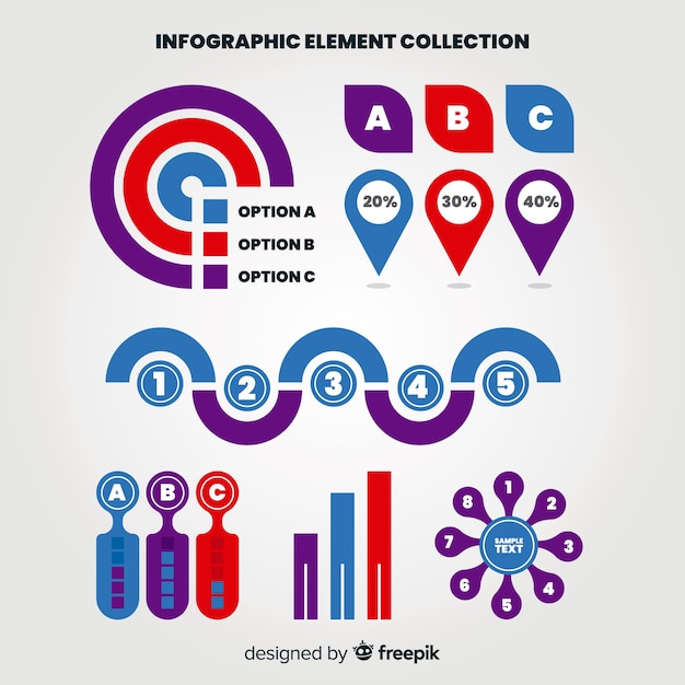 Flache infographik elementsammlung