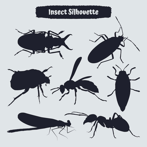 Flache Insekt Silhouetten-Sammlung