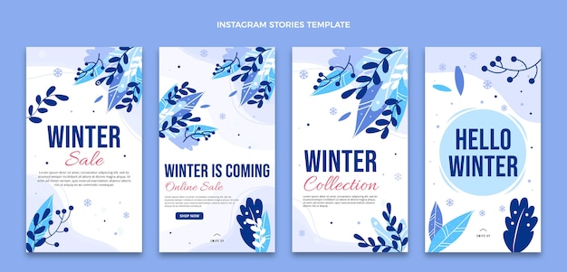 Flache Instagram-Geschichtensammlung für den Winter