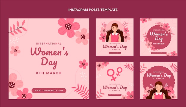 Flache internationale Frauentag Instagram Beiträge Sammlung
