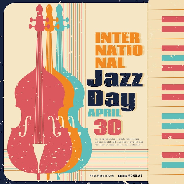 Flache internationale jazz-tagesillustration