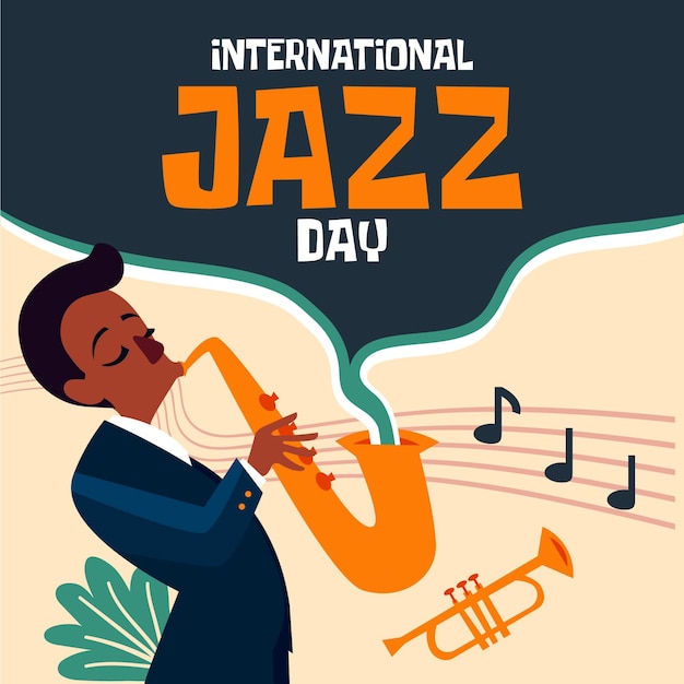 Flache internationale Jazz-Tagesillustration
