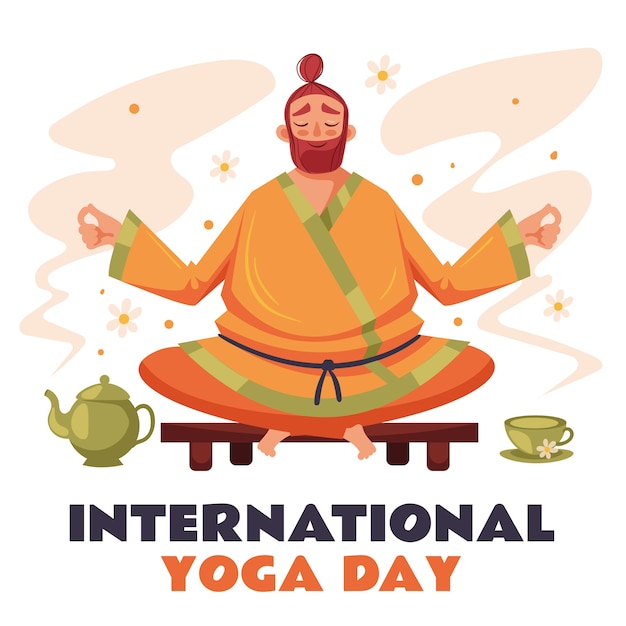 Flache internationale yoga-tagesillustration