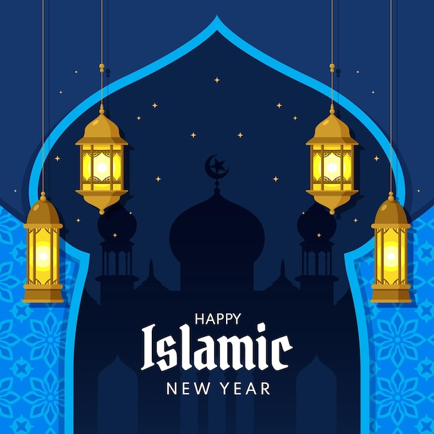 Flache islamische Neujahrsillustration year