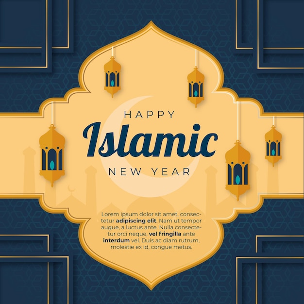 Flache islamische Neujahrsillustration year