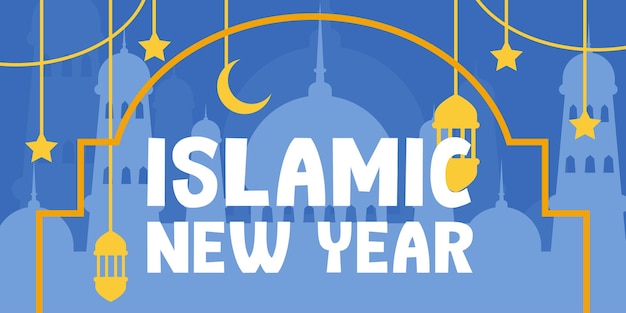 Flache islamische neujahrsillustration