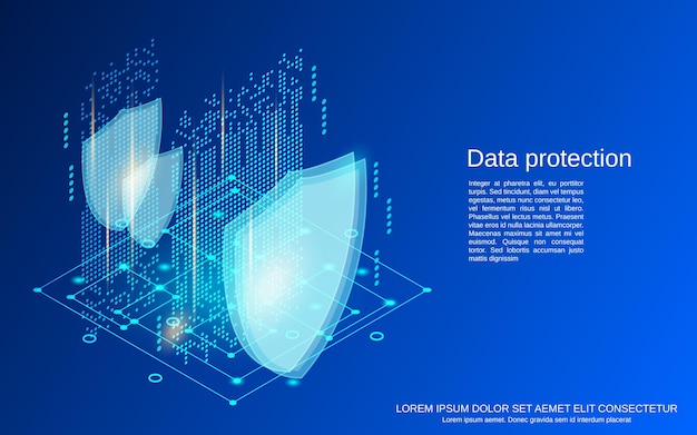 Flache isometrische vektorkonzeptillustration des datenschutzes
