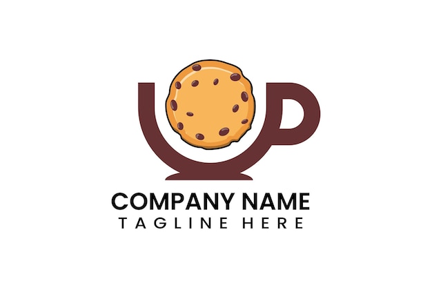 Flache kaffeetasse kekse bäckerei logo symbol vorlage