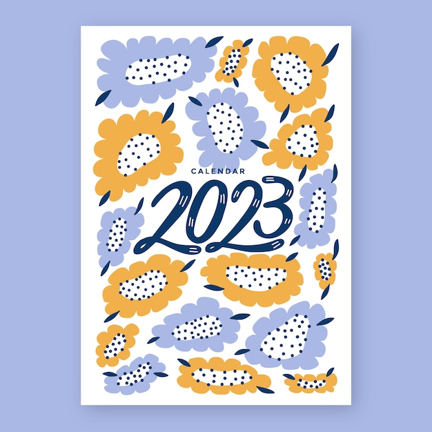 Flache kalenderabdeckungsillustration 2023