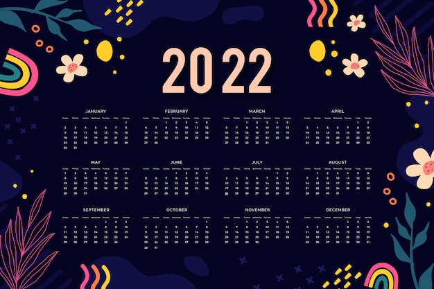 Vektor flache kalendervorlage 2022