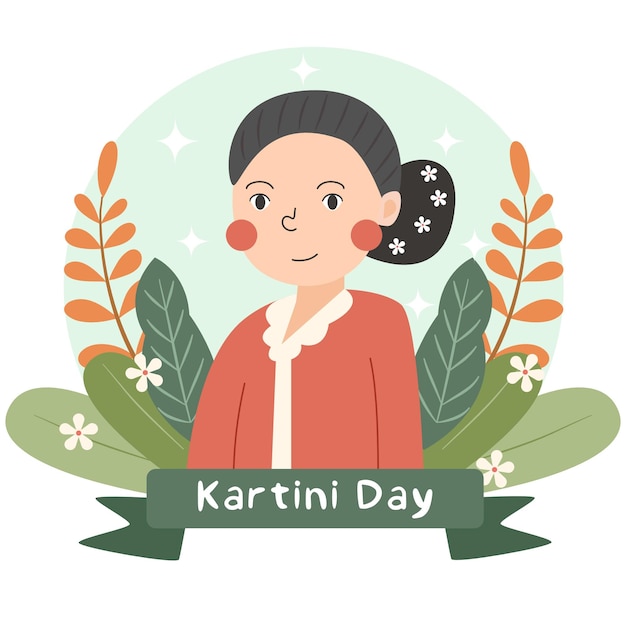 Flache kartini-tagesillustration