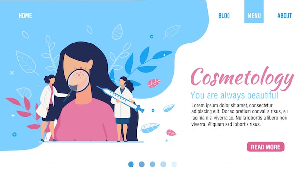 Flache landing page für den cosmetology beauty salon