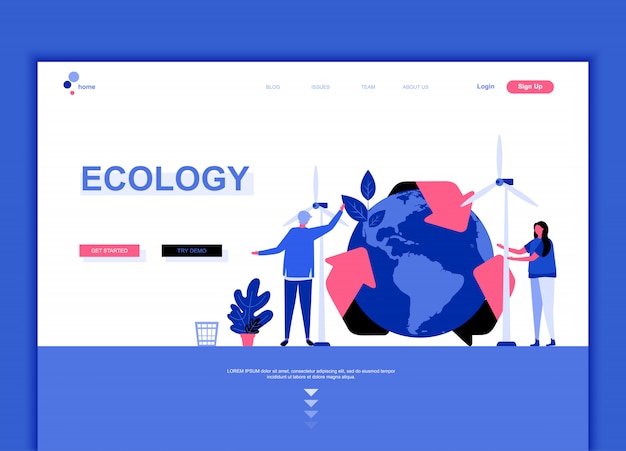 Flache landing-page-vorlage von ecology earth