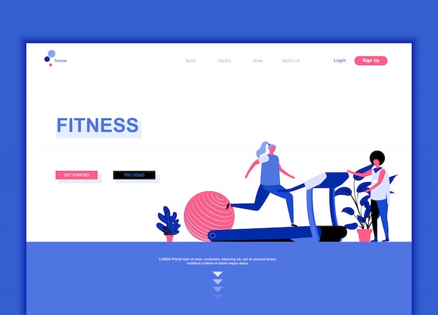Flache Landing-Page-Vorlage von Fitness
