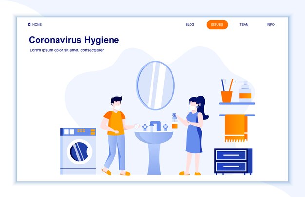 Flache landingpage-vorlage für coronavirus-hygiene.