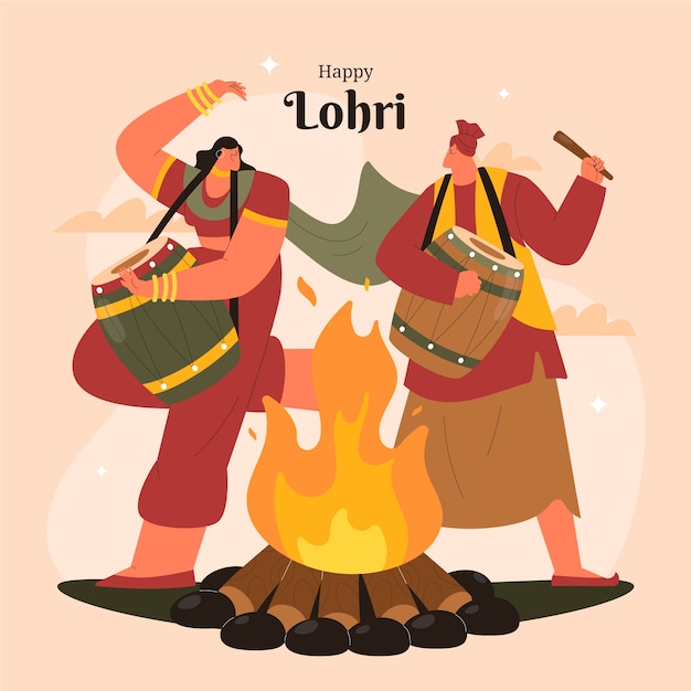 Flache lohri festivalillustration