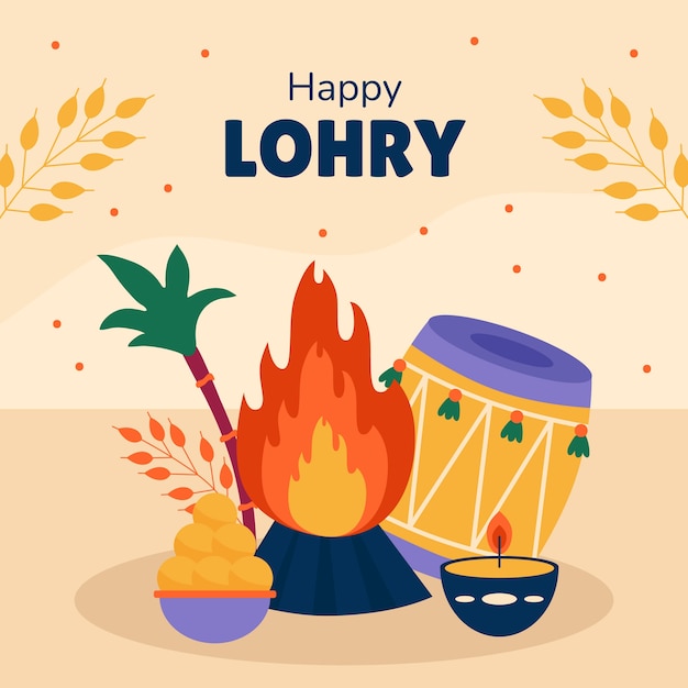 Vektor flache lohri festivalillustration