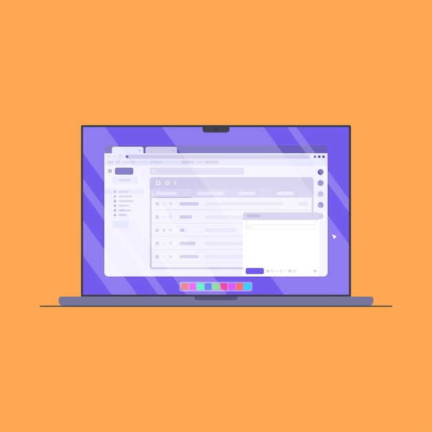 flache mail-schnittstelle in der macbook- oder laptop-schnittstelle