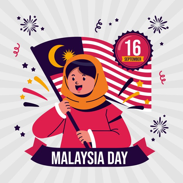 Flache malaysia-tagesillustration