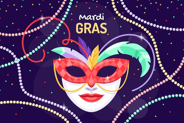 Flache mardi gras-illustration