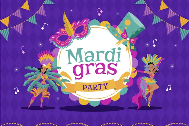 Flache mardi gras-illustration