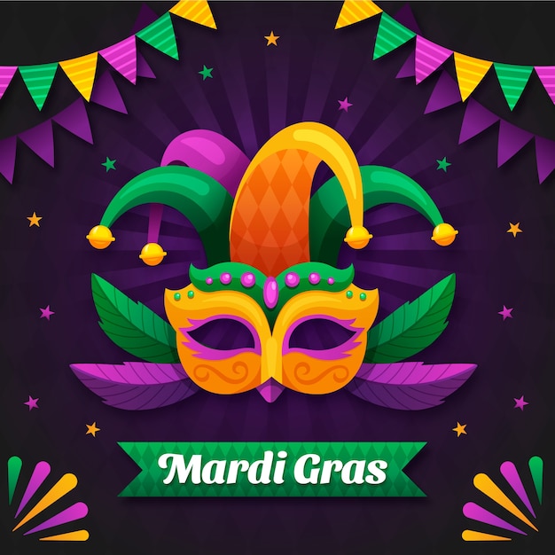 Vektor flache mardi gras-illustration