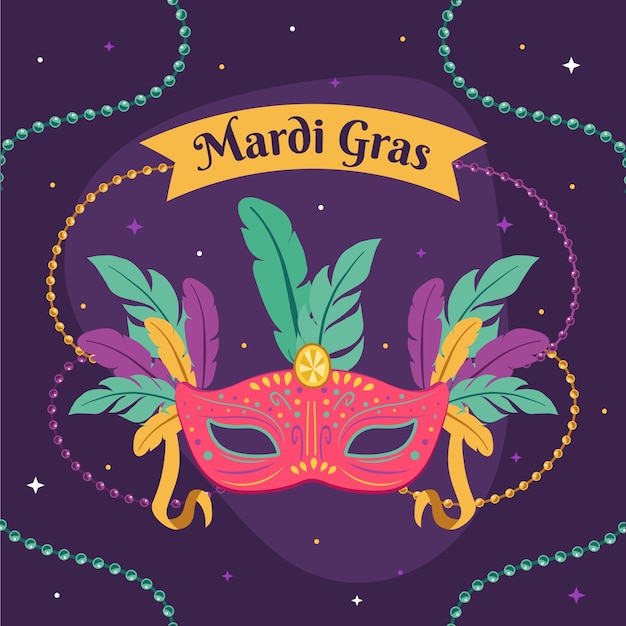 Flache mardi gras-illustration