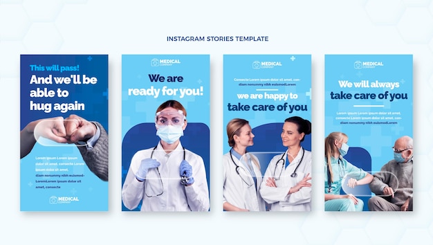 Flache medizinische Instagram-Geschichten