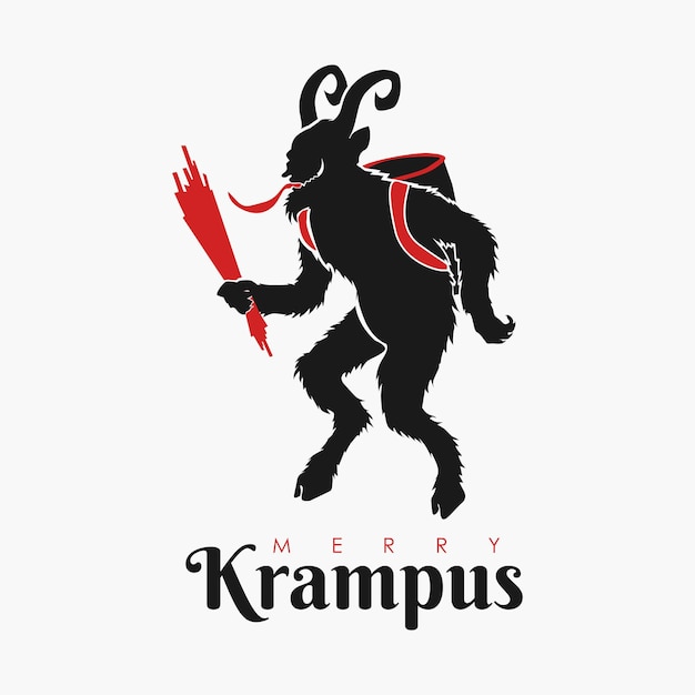 Vektor flache merry krampus grußkarten-vorlage auf weißem hintergrund vektor